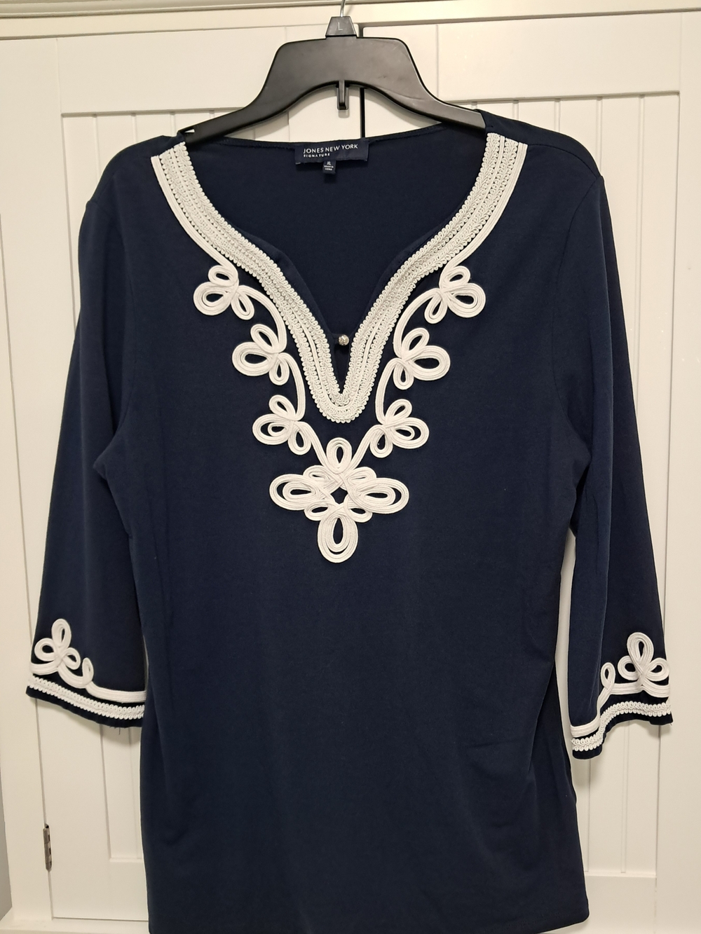 Beachy Jones New York Navy Tunic w/ White Embroidery XL Classic Nautical NEW